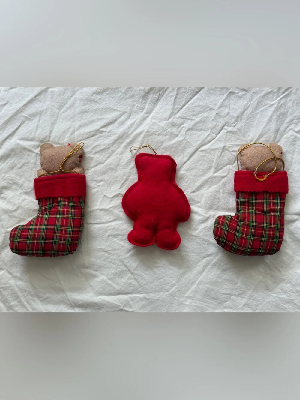 Set of 3 Vintage Early 2000s Harrods Bear Felt Ornaments